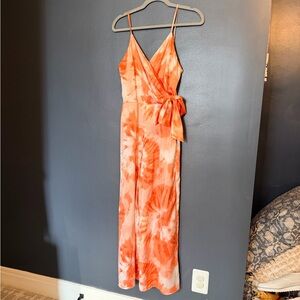 Skies Are Blue Vibrant Orange Tie-Dye Maxi Dress
